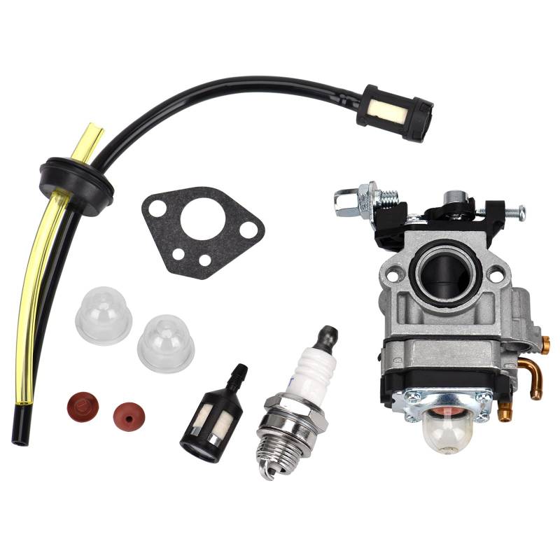 Queta Vergaser für Motorsense 52 cc 49 cc 43 cc, Carbu-Set mit Dichtung, Schlauch, Zündkerze und Benzinfilter von Queta