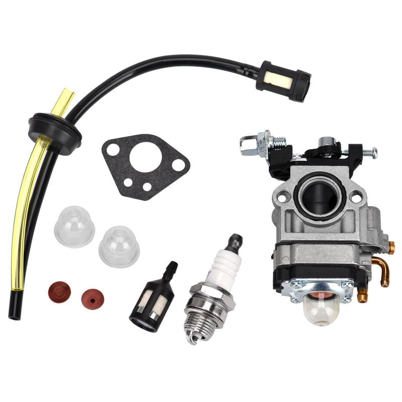 Queta Vergaser für Motorsense 52 cc 49 cc 43 cc, Carbu-Set mit Dichtung, Schlauch, Zündkerze und Benzinfilter von Queta