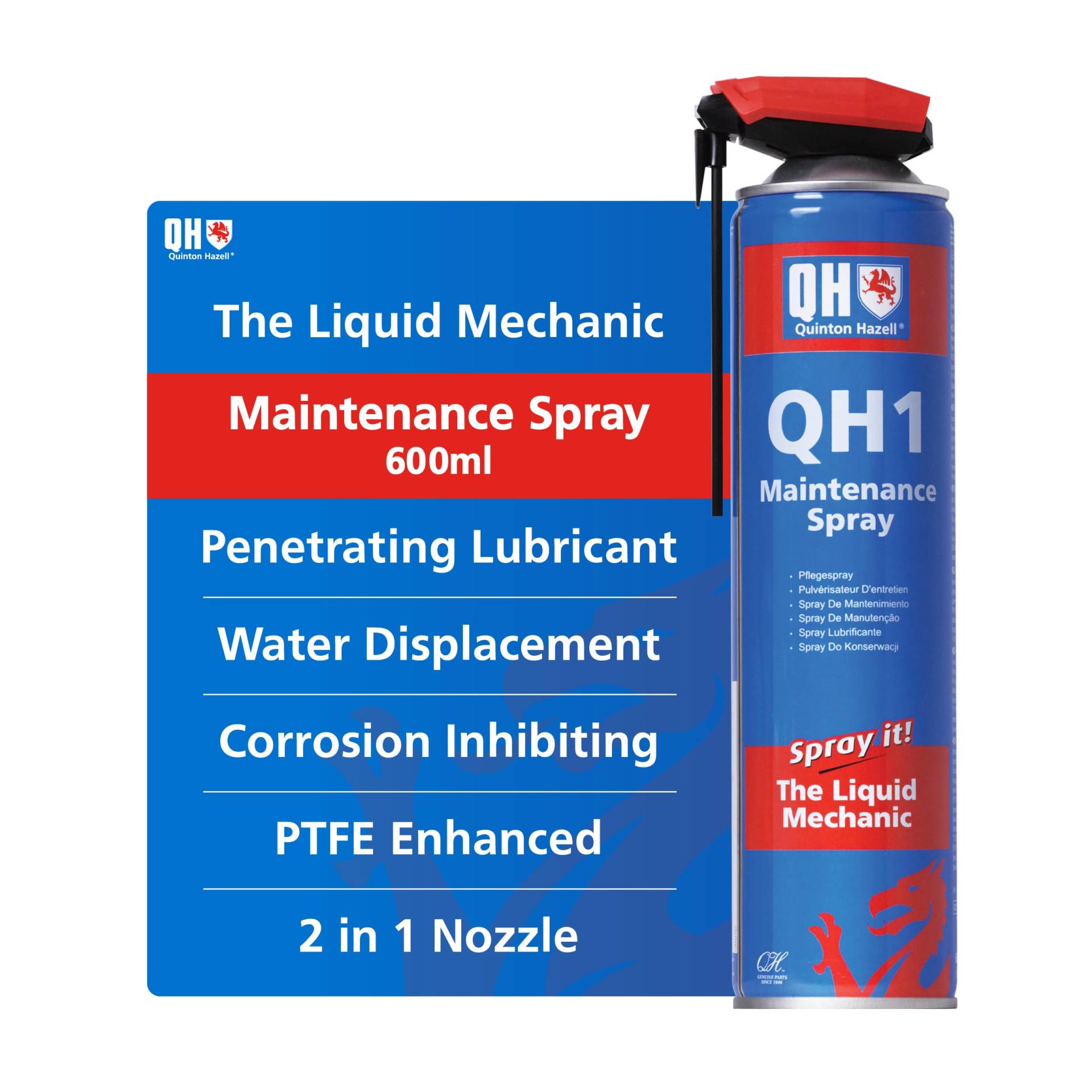 Quinton Hazell QH1 Maintenance Spray - Multifunctional penetrating Oil with Rust Protection & Water Displacement - 600 ml Quinton Hazell QH1 Maintenance Spray - Multifunctional penetrating Oil with Rust Protection & Water Displacement - 600 ml von Quinton Hazell
