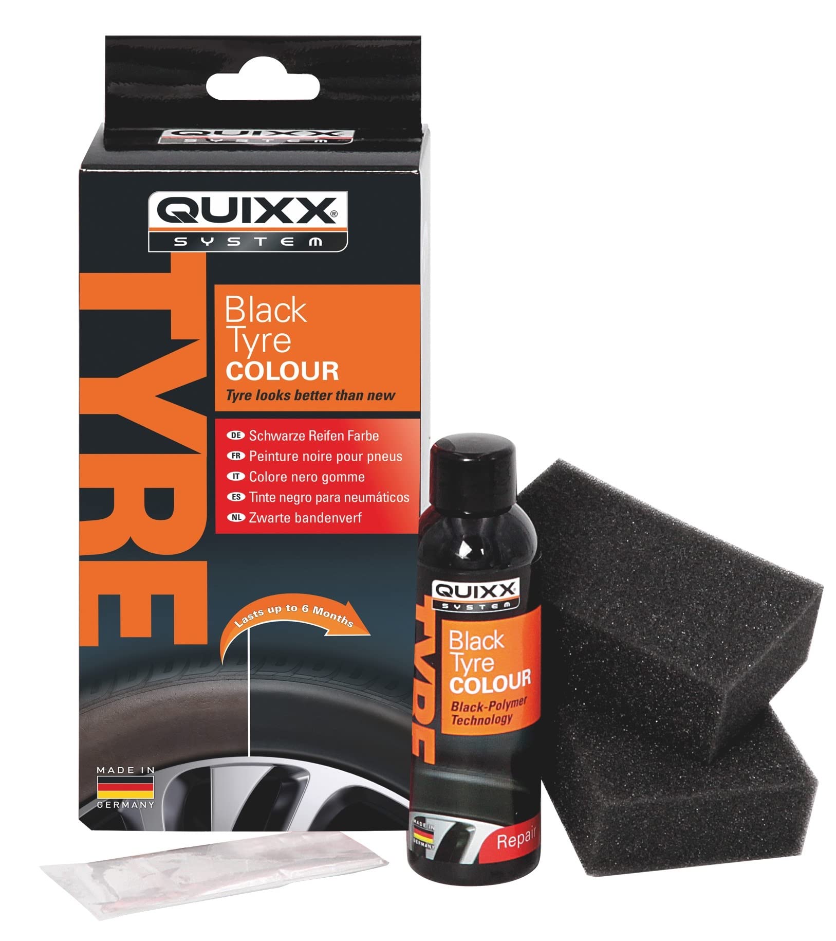 QUIXX Schwarze Reifen Farbe zur Farbauffrischung von Reifen, schnelltrocknend und langanhaltend von Quixx