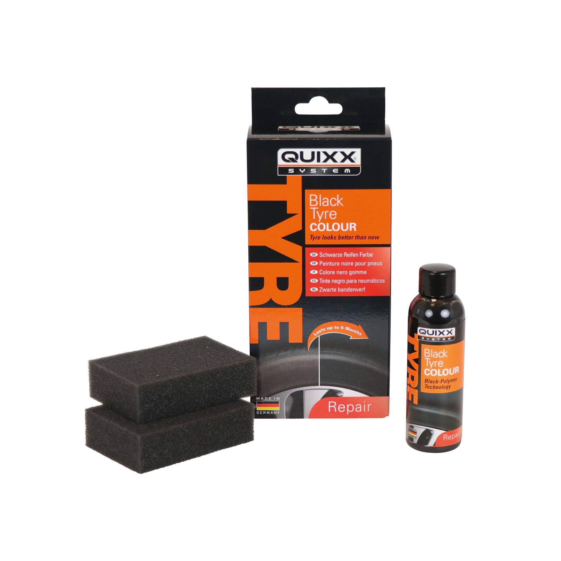 QUIXX Schwarze Reifen Farbe zur Farbauffrischung von Reifen, schnelltrocknend und langanhaltend, Schwarz von QUIXX