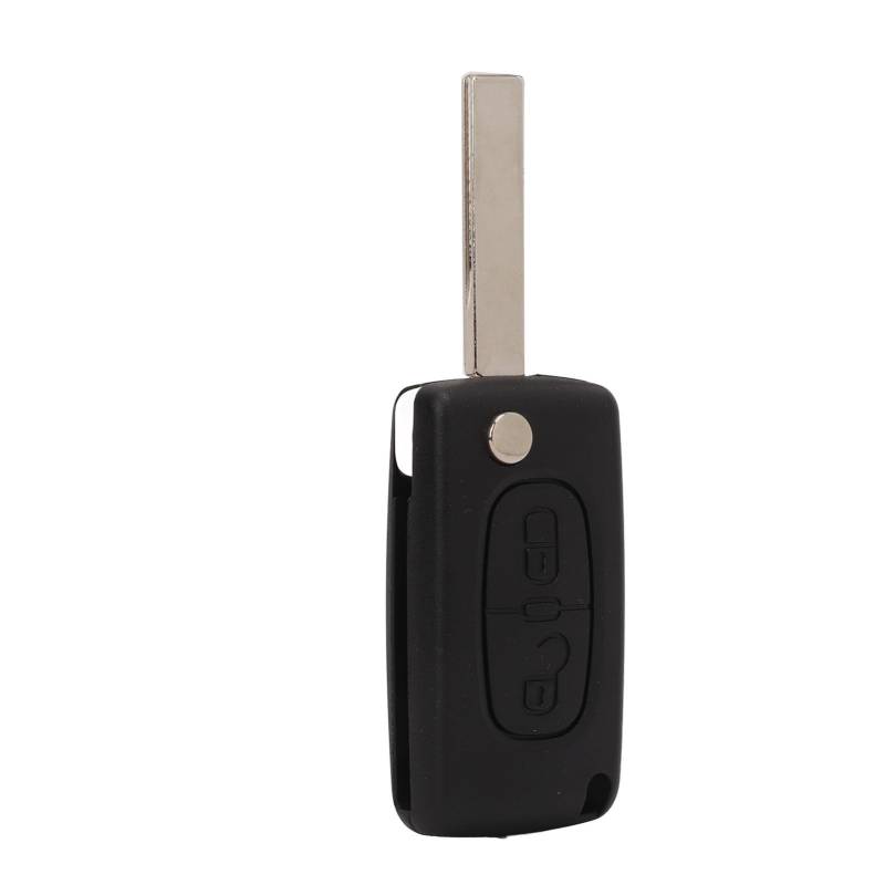 Qukaim 2-Tasten-Funkschlüsselgehäuse, schwarz, Ersatz für Peugeot 107 207 307 307 cc 308 SW 407 607, Schlitzklinge CE0536 HU83, einfach zu transportierendes Klappschlüsselgehäuse von Qukaim