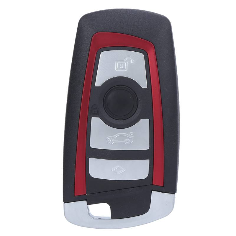 Qukaim Schlüsselgehäuse, Ersatz für 550i GT 2010–2014, Silber und Rot/Schwarz 4-Tasten-Fernbedienung, Schlüsselgehäuse, Smart Key Shell von Qukaim