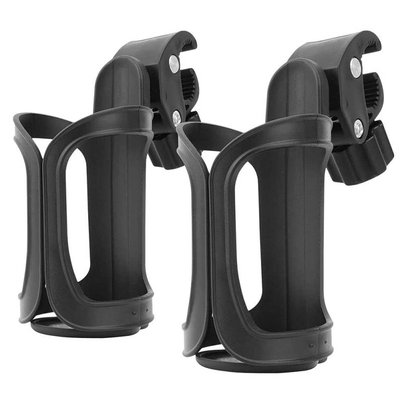 2Pcs Pack Kinderwagen Getränkehalter, Flaschenhalter Fahrrad, Getränkehalter Fahrrad, Universal 360 Grad Rotation Getrank Flaschenhalter Fur Fahrrader, Kinderwagen Und Rollstuhl (Schwarz) von Deautie