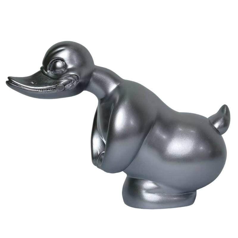 Qwertfeet Angry Duck -KüHlerfigur -Fronthauben-Aufkleber -Armaturenbrett-Dekor Ente DekorationszubehöR, Silber von CHICHL