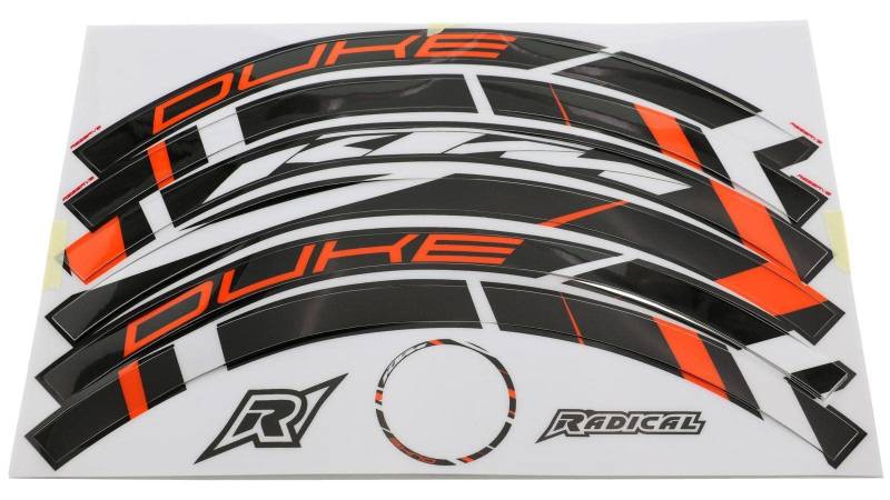 Felgenrandaufkleber Radical Racing Licensed by KTM passend für KTM Duke 125 (2017 bis 2020, IS DUKE - Euro4) AMZ-RR.09.0028-V2.v216 von R RADICAL RACING
