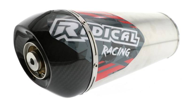 Slip- On Endschalldämpfer Radical Racing Inox (Rot - Stripes) passend für Aprilia SX 125 (2018 bis 2020, KXB) AMZ-RR.004.69-RE-STR.v410 von R RADICAL RACING