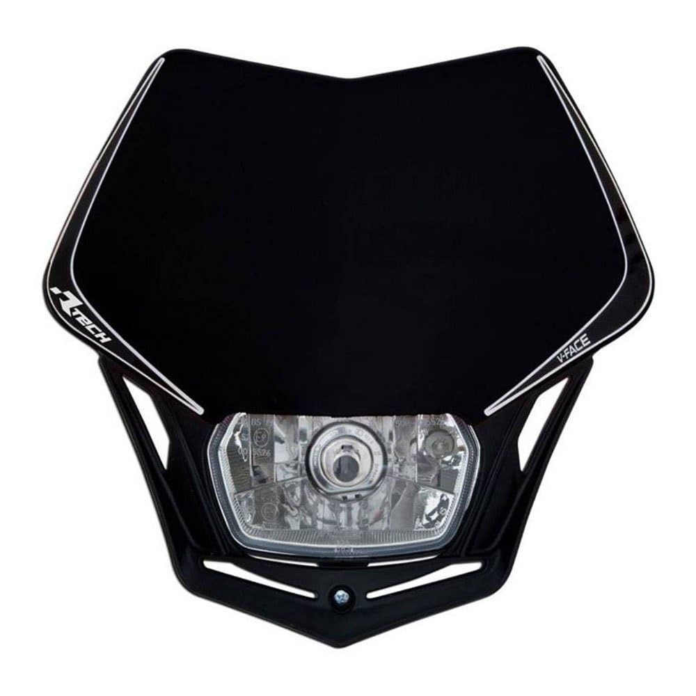 Scheinwerfer Motorrad Lampenmaske V-Face schwarz universal 35/35W + Standlicht von R-Tech