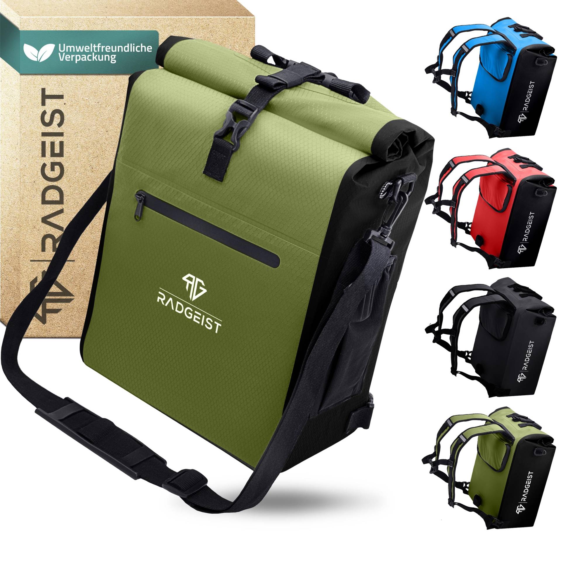 RADGEIST 3in1 Fahrradtasche für Gepäckträger I Gepäckträgertasche und Rucksack 25L I 100% wasserdicht von RADGEIST