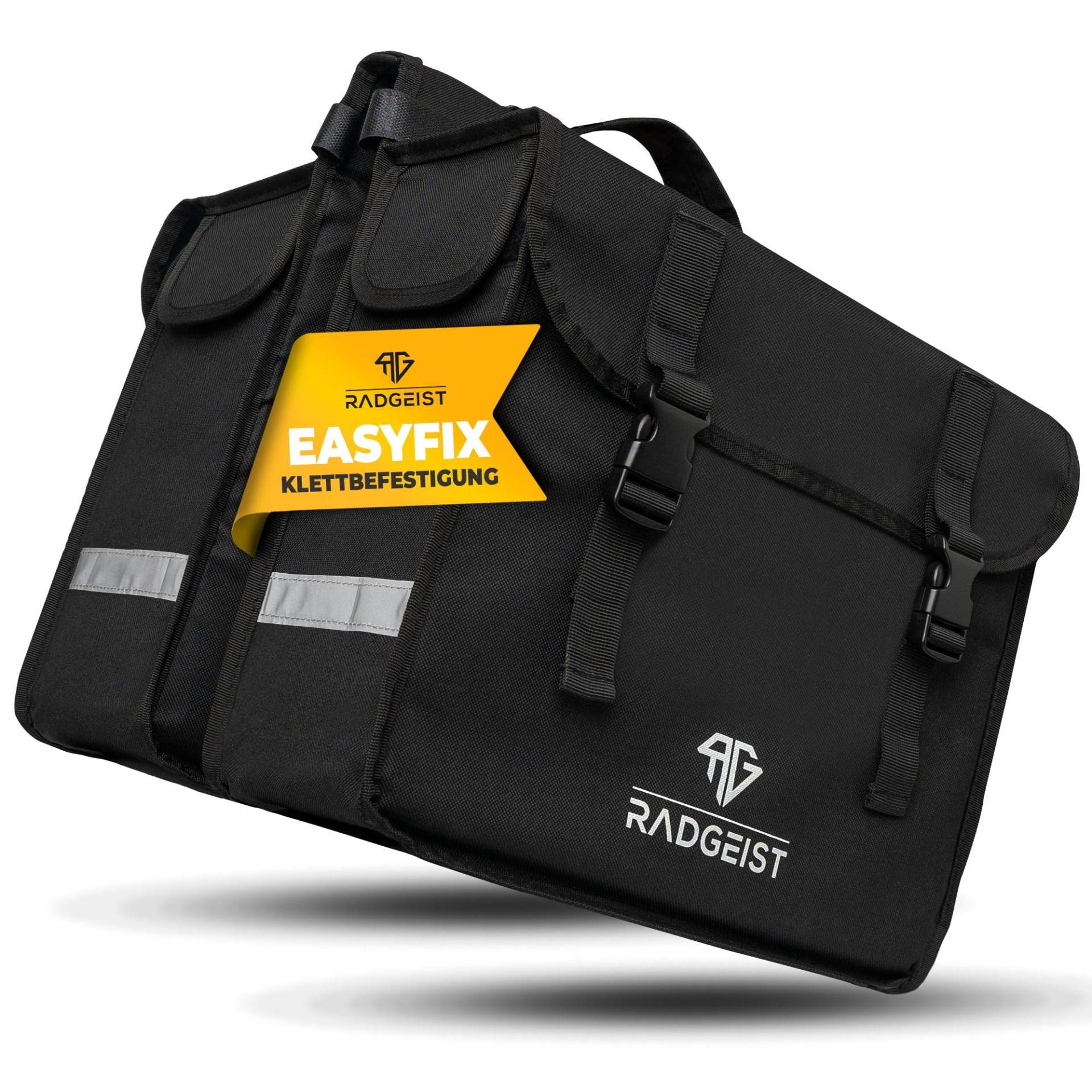 RADGEIST Gepäckträgertasche doppelt I Doppeltasche für Gepäckträger 30L I Einfache Befestigung, Fahrradtasche doppelt Gepäckträger schwarz von RADGEIST