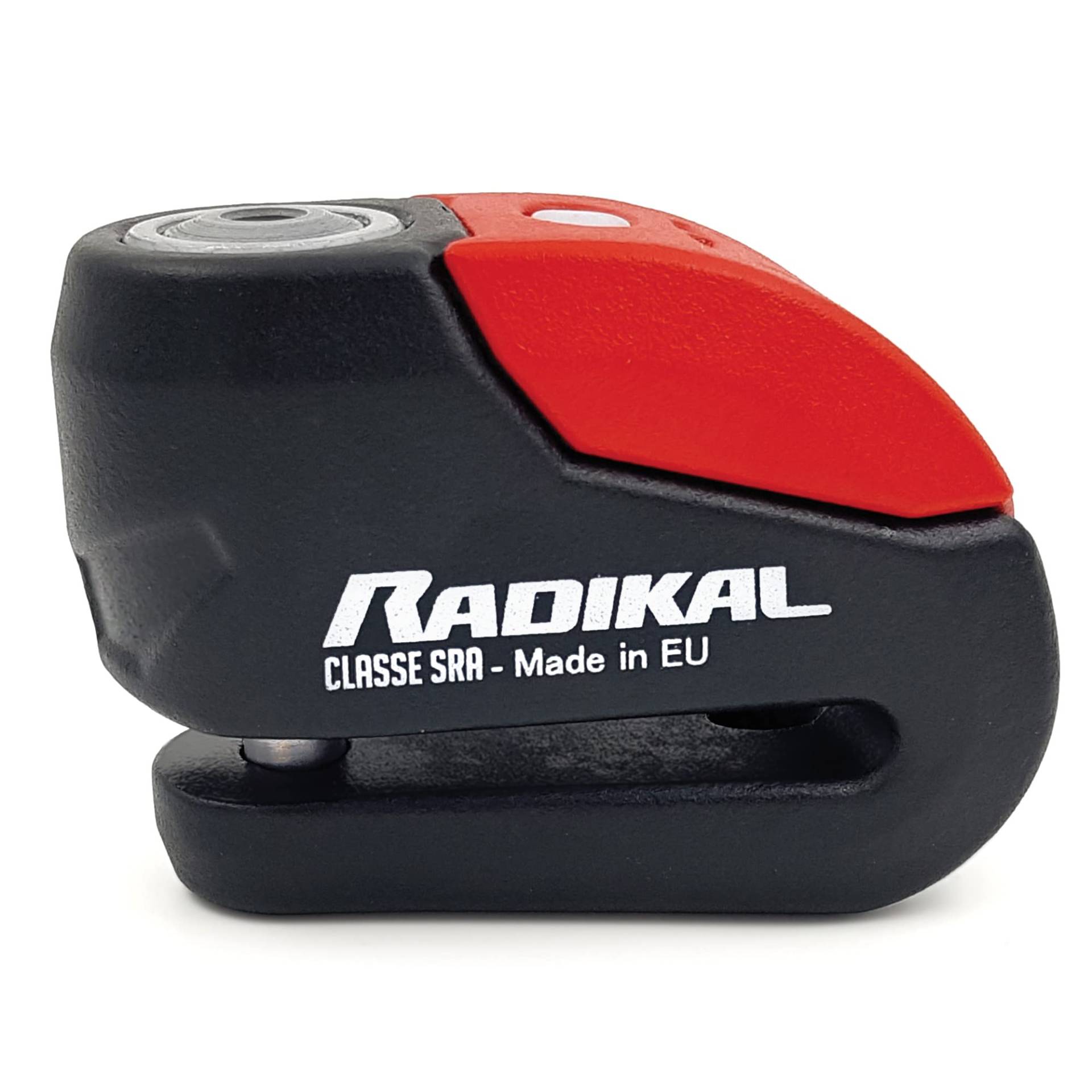 RADIKAL RK10 Zugelassenes Motorrad Bremsscheibenschloss mit Alarm, Gehärteter Hi-Tech Stahl, Doppelverriegelung SEK DISCTECH, Hochwertiges Alarmsystem mit Warnung Optionale Aktivierung, LED-Licht 10mm von RADIKAL