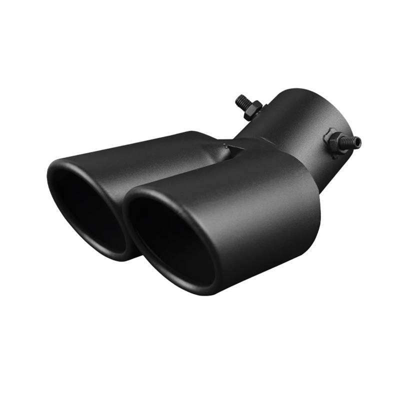 Auspuff Endrohr 1 Stücke Universal Auto Dual Outlet Auspuff Spitze Edelstahl Schwarz Auspuff Tipps Schalldämpfer Schwanz Doppel Rohr Rohr Tipps Auto Zubehör Auspuffendrohr(Black Bent) von RAGPUKMUAN