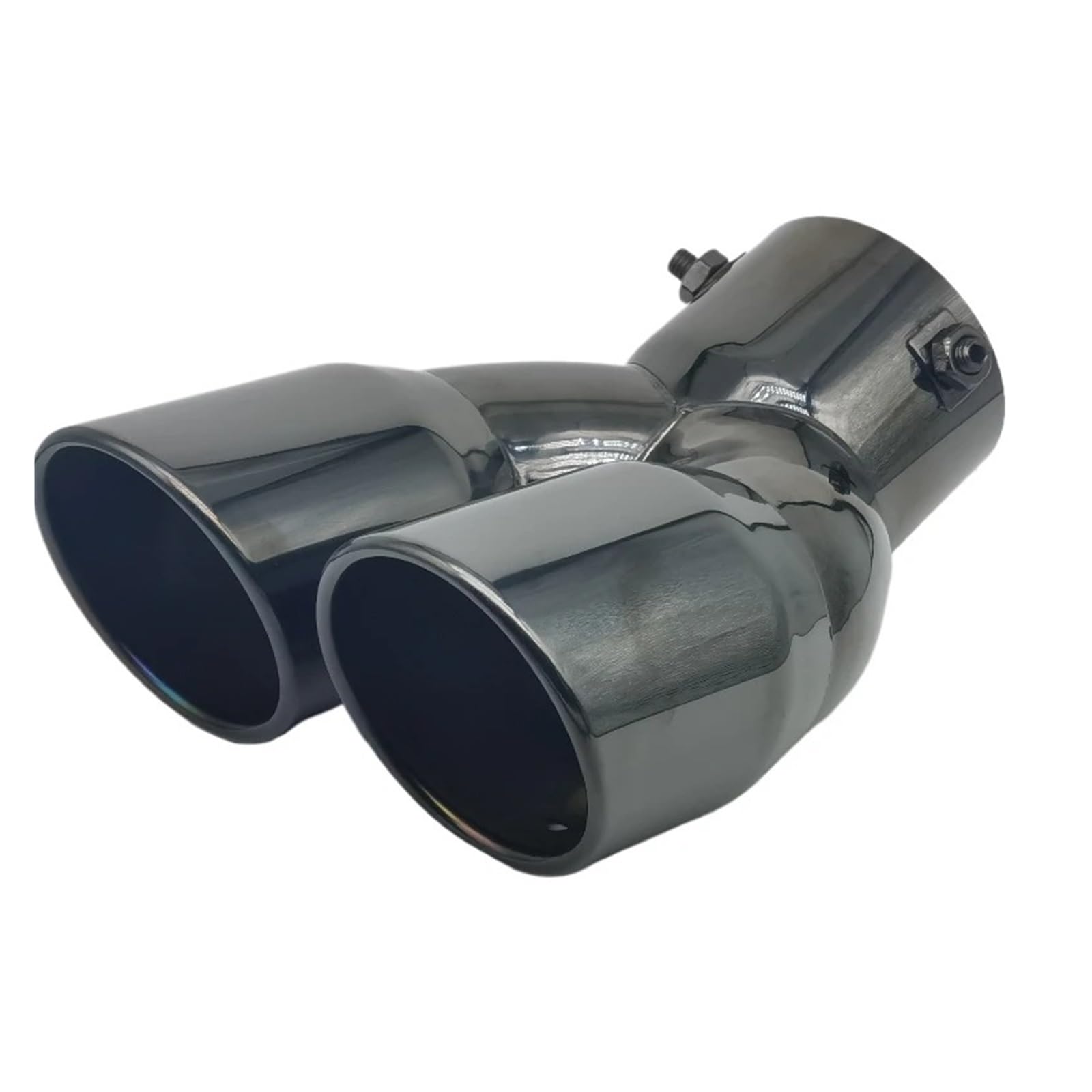 Auspuff Endrohr Auto Auspuffrohrspitze Doppelauslass Schalldämpferspitze Endrohr Universeller Edelstahl Auspuffsystem Einlass 60 Mm 75 Mm Auspuffendrohr(63MM Curved) von RAGPUKMUAN
