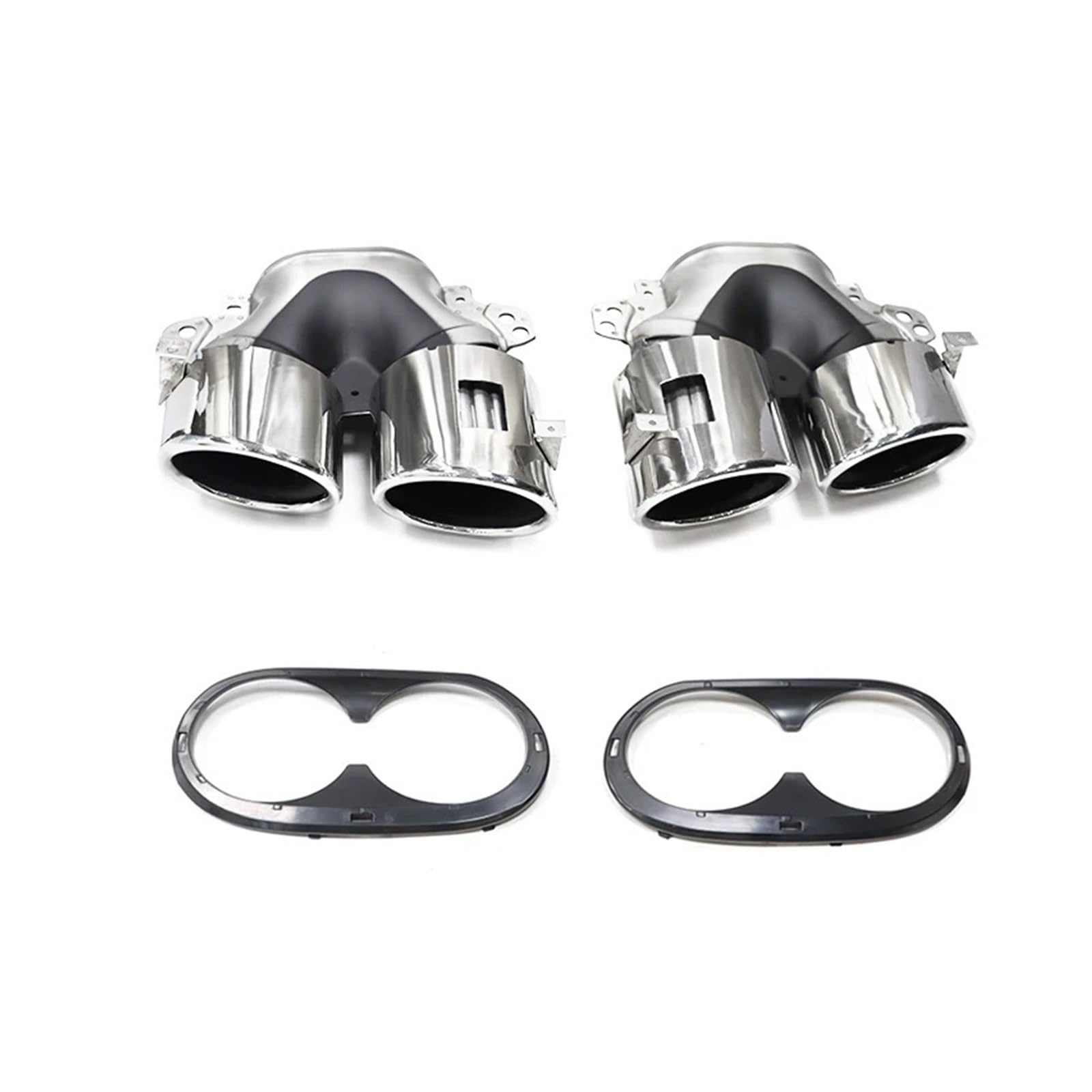 Auspuff Endrohr Für Benz A-Klasse W177 A35 A200 A180 Upgrade A45 Quad Auto Auspuffblende Heckstoßstange Schwarz Schalldämpfer Header Auspuffanlage Auspuffendrohr(Silver B) von RAGPUKMUAN