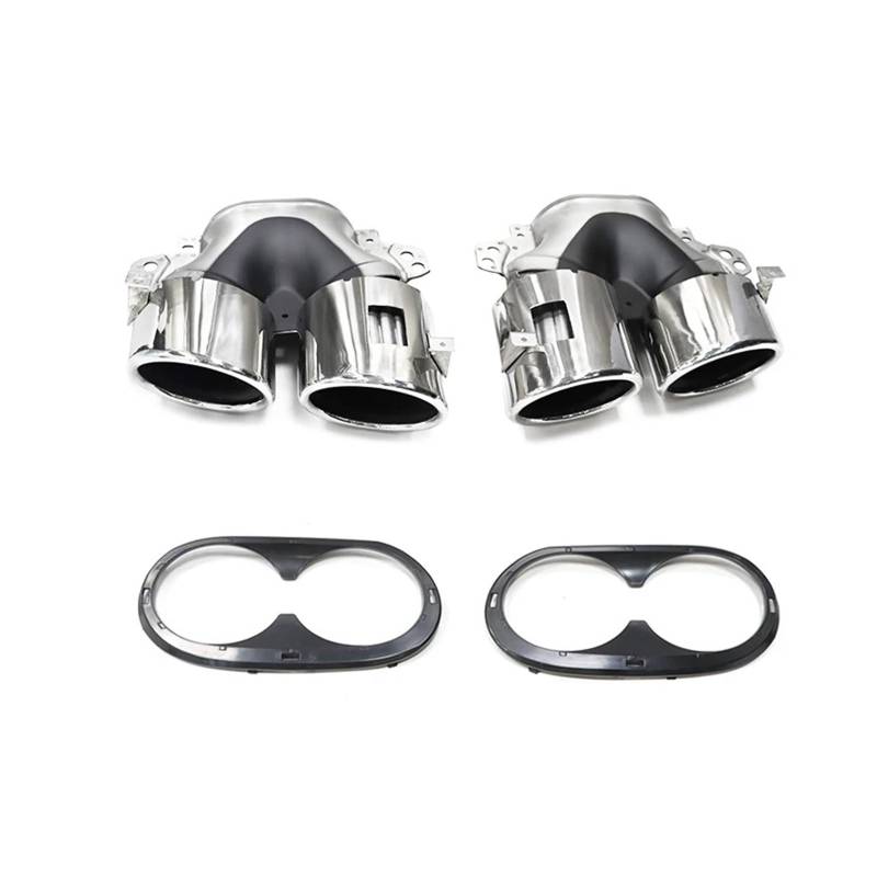 Auspuff Endrohr Für Benz A-Klasse W177 A35 A200 A180 Upgrade A45 Quad Auto Auspuffblende Heckstoßstange Schwarz Schalldämpfer Header Auspuffanlage Auspuffendrohr(Silver B) von RAGPUKMUAN