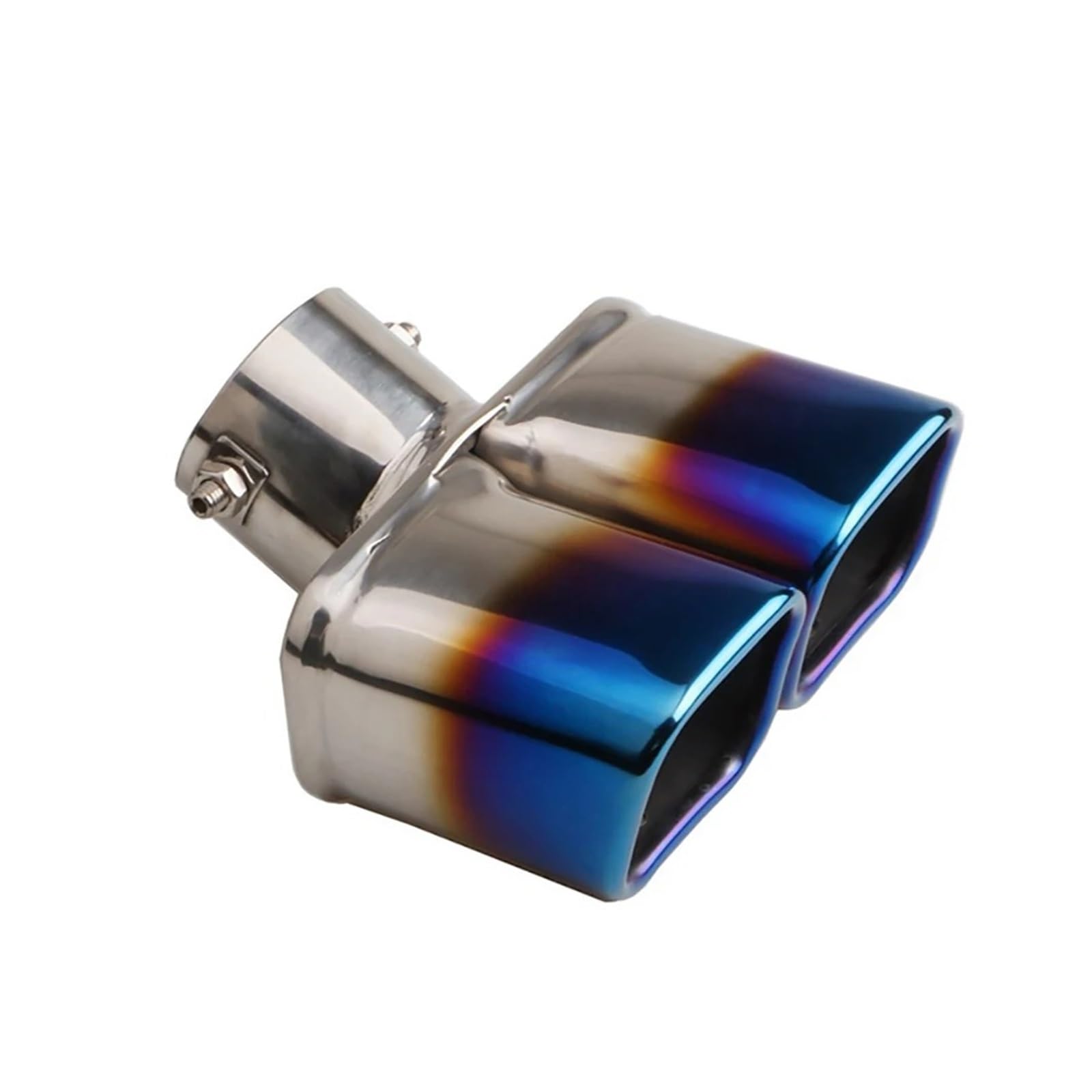 Auspuff Endrohr Universal Auto Hinten Doppelauspuffrohr Endschalldämpfer Spitze Hals Endrohr Endstück Edelstahl Blau Doppelauspuffrohr Modifiziert Auspuffendrohr(Curved Burnt Blue) von RAGPUKMUAN