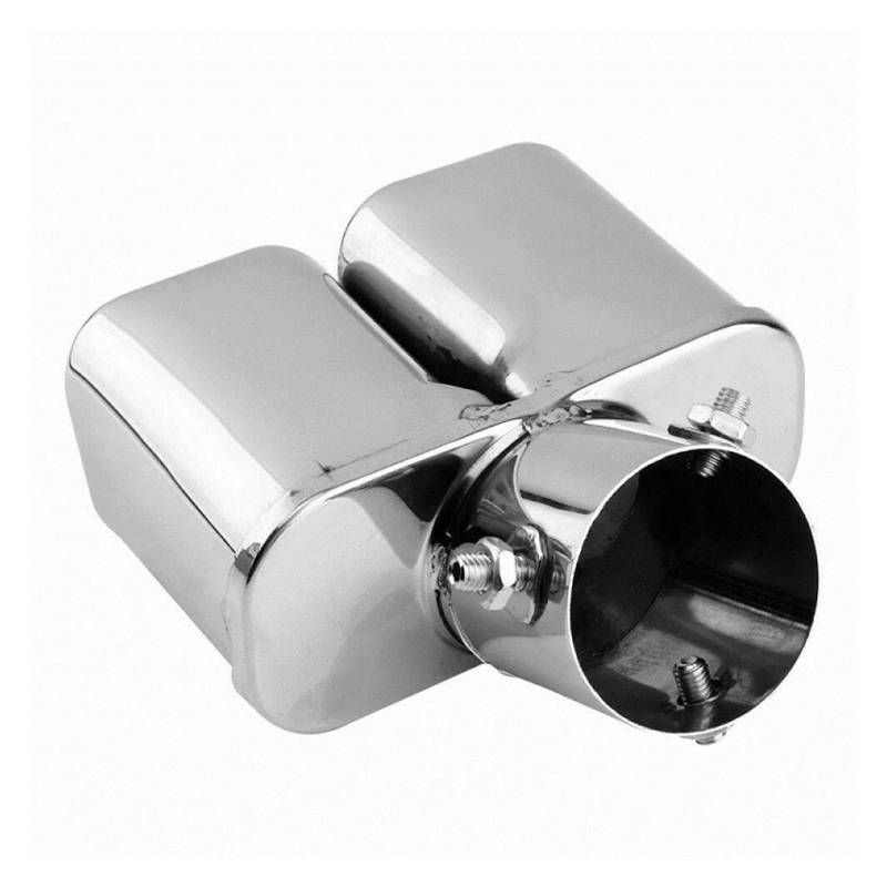 Auspuff Endrohr Universal Auto Hinten Doppelauspuffrohr Endschalldämpfer Spitze Hals Endrohr Endstück Edelstahl Blau Doppelauspuffrohr Modifiziert Auspuffendrohr(Curved Burnt Silver) von RAGPUKMUAN