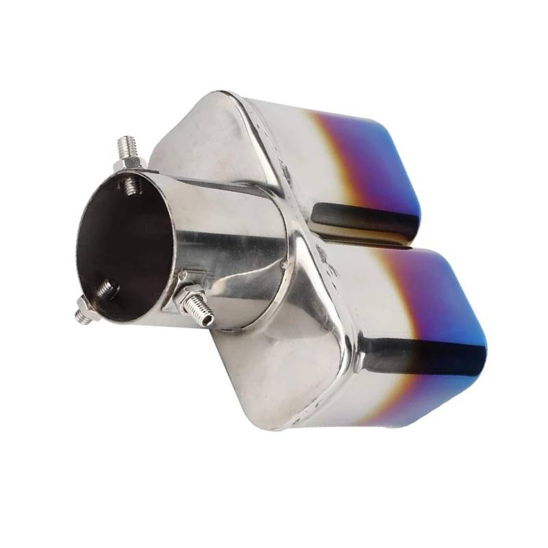 Auspuff Endrohr Universal Auto Hinten Doppelauspuffrohr Endschalldämpfer Spitze Hals Endrohr Endstück Edelstahl Blau Doppelauspuffrohr Modifiziert Auspuffendrohr(Straight Burnt Blue) von RAGPUKMUAN