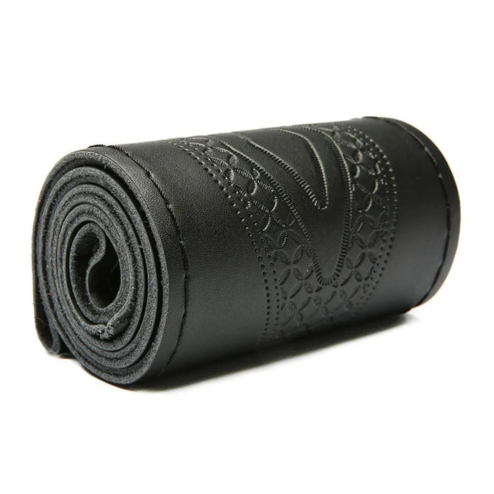 Auto Lenkradabdeckung 15 Zoll 38 cm Leder Braid Auto Lenkrad Abdeckung Anti-Slip Lenkrad Lenkradbezug Fürs Auto(1-Black Thread) von RAGPUKMUAN