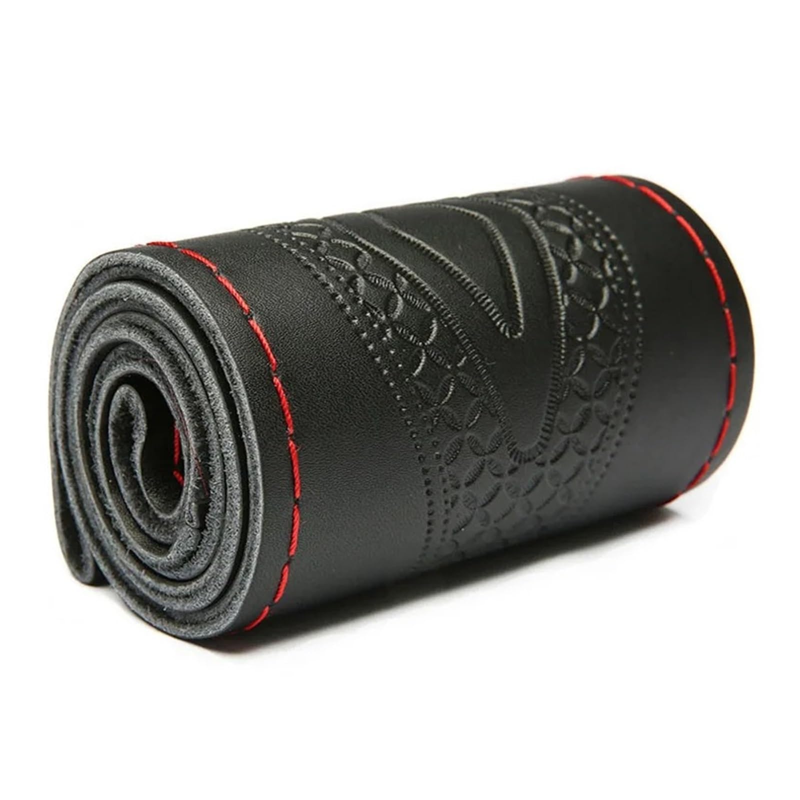 Auto Lenkradabdeckung 15 Zoll 38 cm Leder Braid Auto Lenkrad Abdeckung Anti-Slip Lenkrad Lenkradbezug Fürs Auto(1-Red Thread) von RAGPUKMUAN