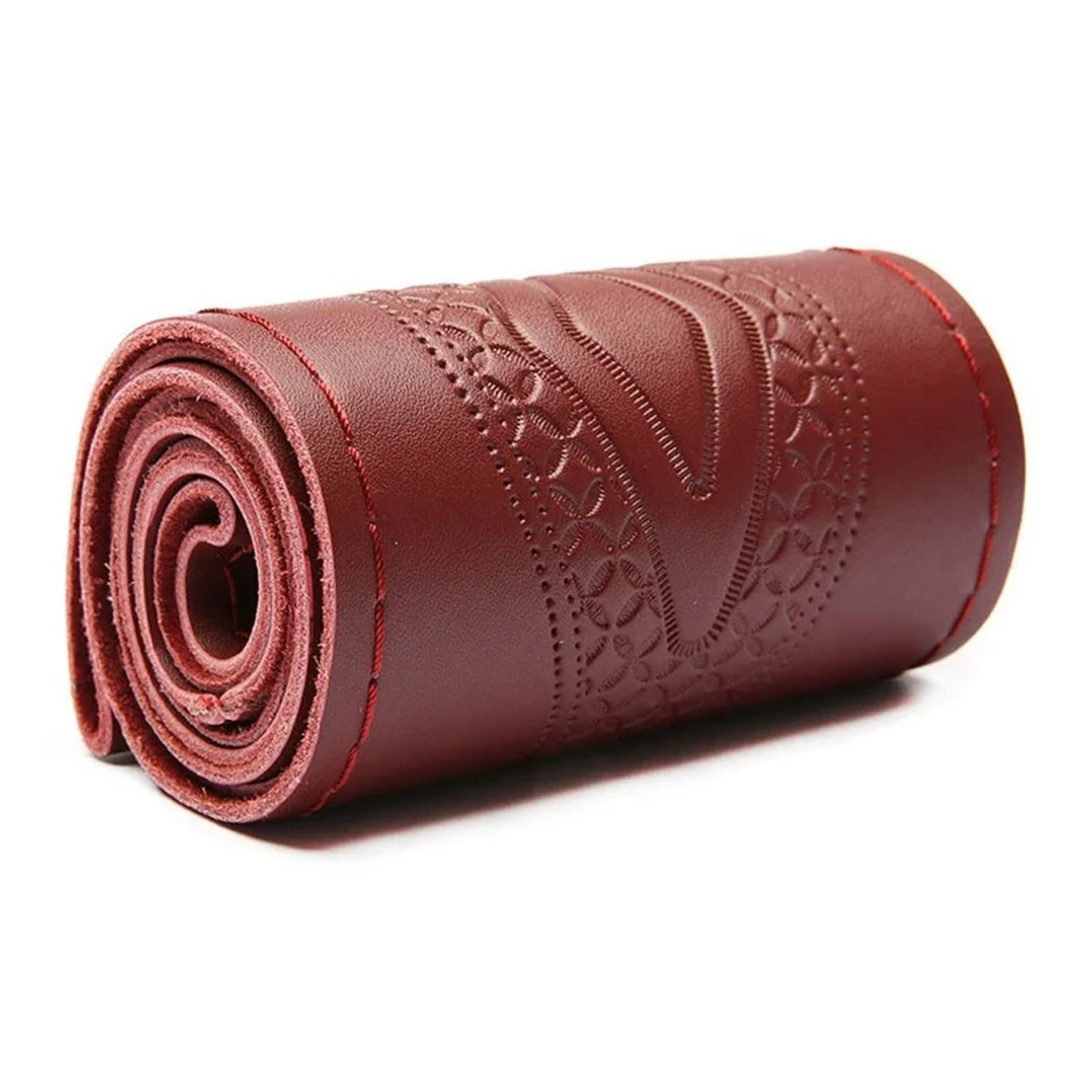 Auto Lenkradabdeckung 15 Zoll 38 cm Leder Braid Auto Lenkrad Abdeckung Anti-Slip Lenkrad Lenkradbezug Fürs Auto(1-Red Wine) von RAGPUKMUAN