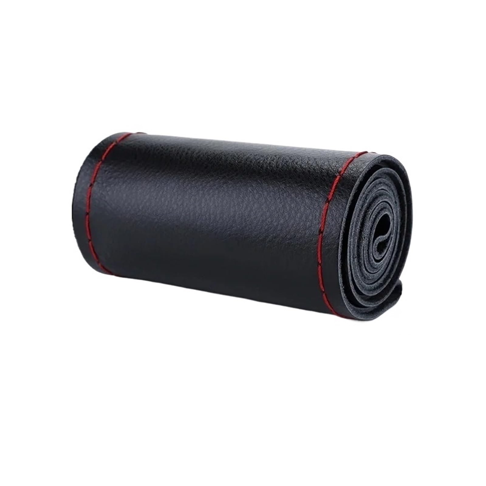 Auto Lenkradabdeckung 36 38 40 cm Echtes Leder Auto Lenkrad Abdeckung Weiche Anti Slip Rindsleder Geflecht Mit Lenkradbezug Fürs Auto(Black RED 36CM -A) von RAGPUKMUAN