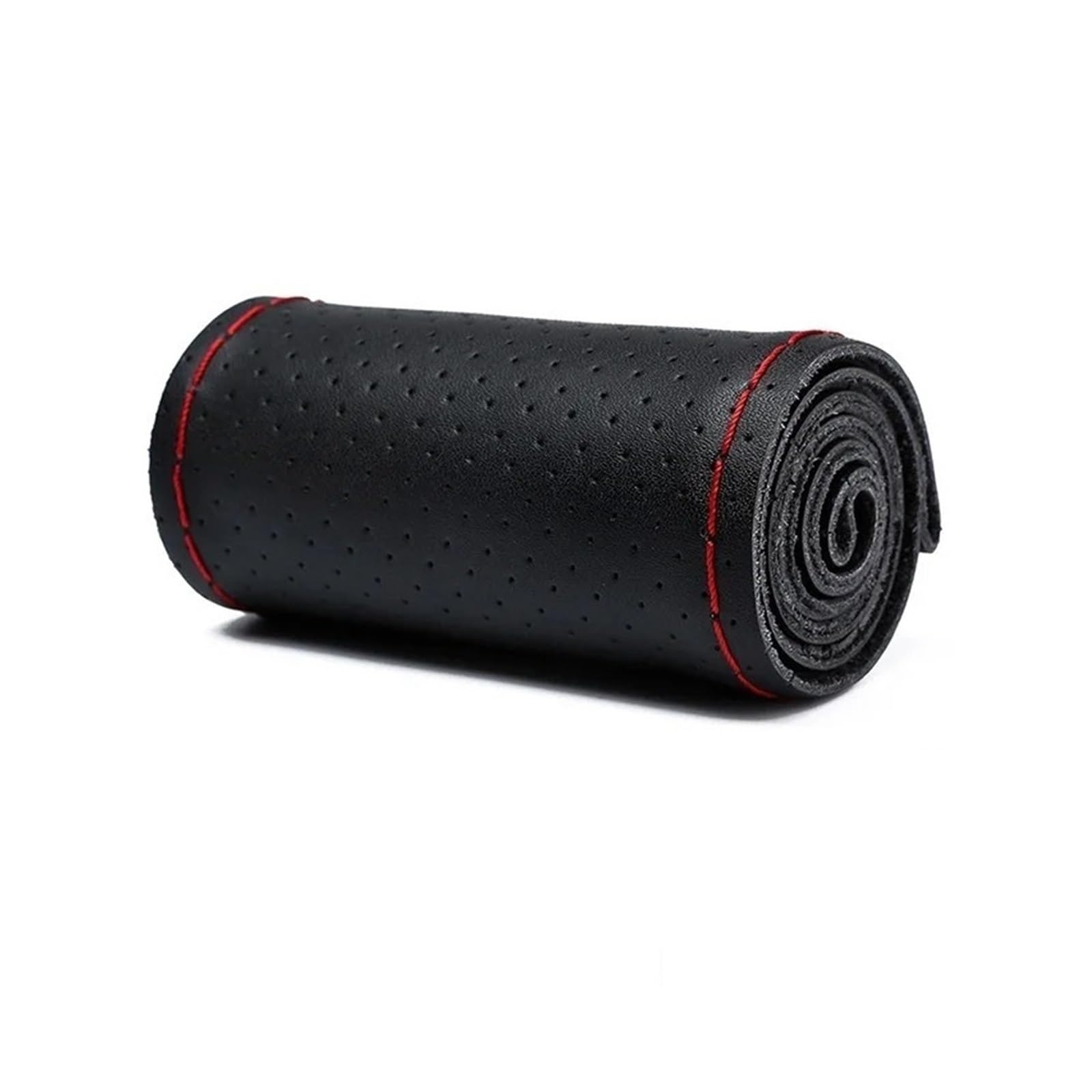 Auto Lenkradabdeckung 36 38 40 cm Echtes Leder Auto Lenkrad Abdeckung Weiche Anti Slip Rindsleder Geflecht Mit Lenkradbezug Fürs Auto(Black RED 36CM -B) von RAGPUKMUAN