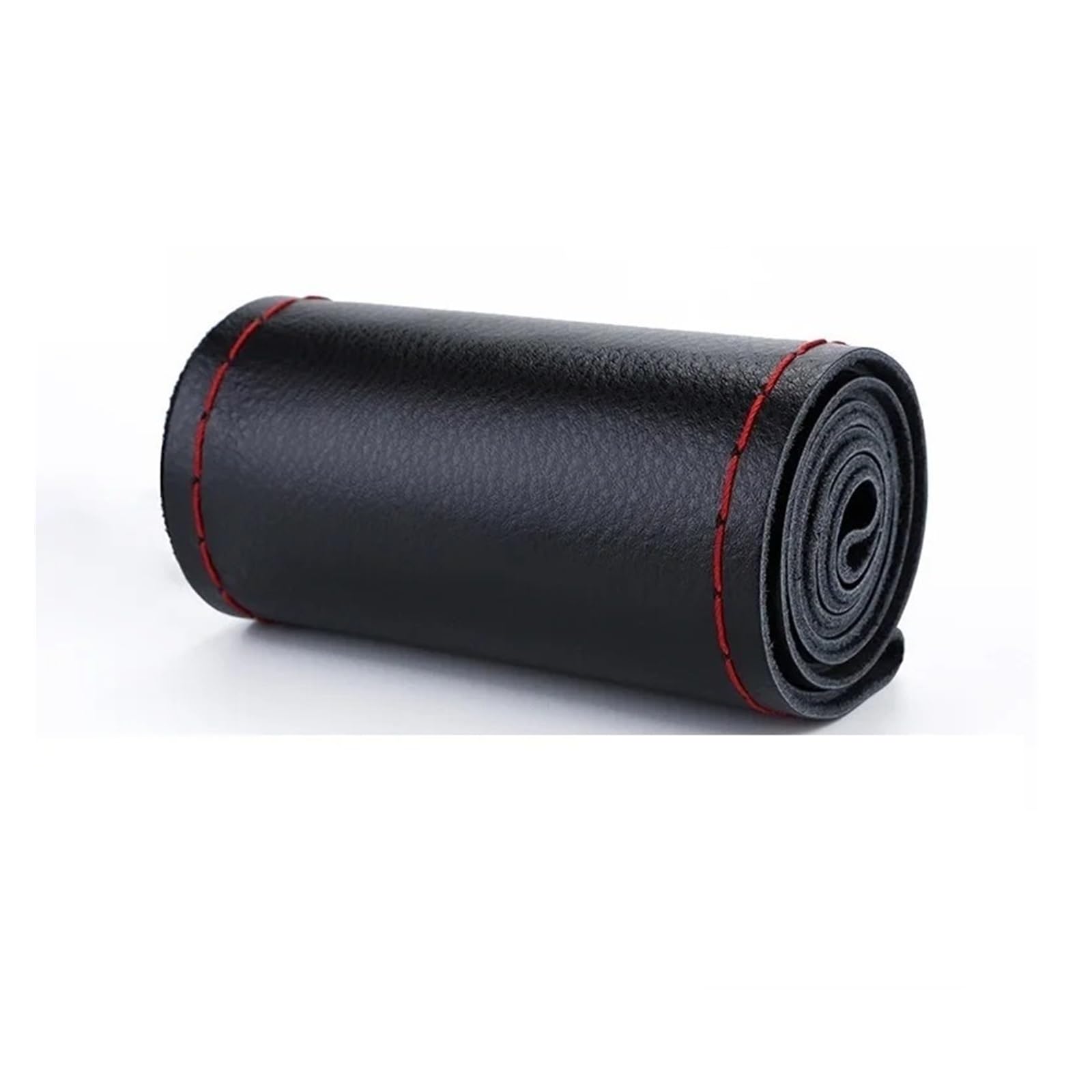 Auto Lenkradabdeckung 36 38 40 cm Echtes Leder Auto Lenkrad Abdeckung Weiche Anti Slip Rindsleder Geflecht Mit Lenkradbezug Fürs Auto(Black RED 38CM -A) von RAGPUKMUAN
