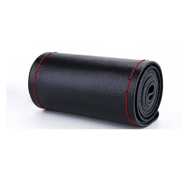 Auto Lenkradabdeckung 36 38 40 cm Echtes Leder Auto Lenkrad Abdeckung Weiche Anti Slip Rindsleder Geflecht Mit Lenkradbezug Fürs Auto(Black RED 38CM -A) von RAGPUKMUAN