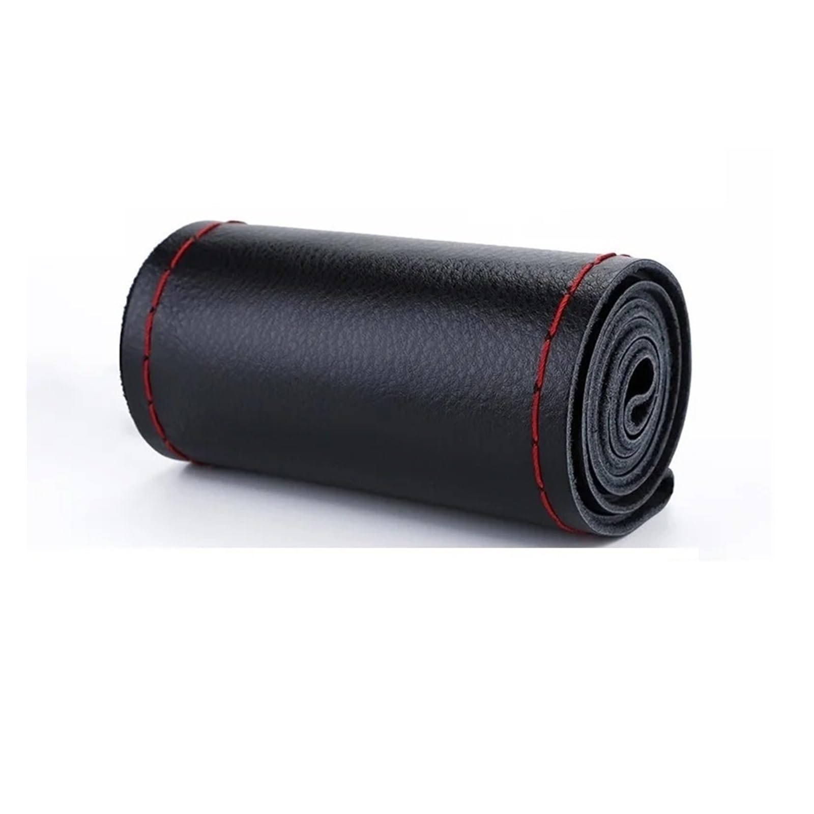 Auto Lenkradabdeckung 36 38 40 cm Echtes Leder Auto Lenkrad Abdeckung Weiche Anti Slip Rindsleder Geflecht Mit Lenkradbezug Fürs Auto(Black RED 40CM -A) von RAGPUKMUAN