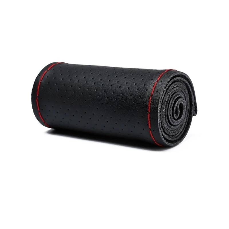 Auto Lenkradabdeckung 36 38 40 cm Echtes Leder Auto Lenkrad Abdeckung Weiche Anti Slip Rindsleder Geflecht Mit Lenkradbezug Fürs Auto(Black RED 40CM -B) von RAGPUKMUAN