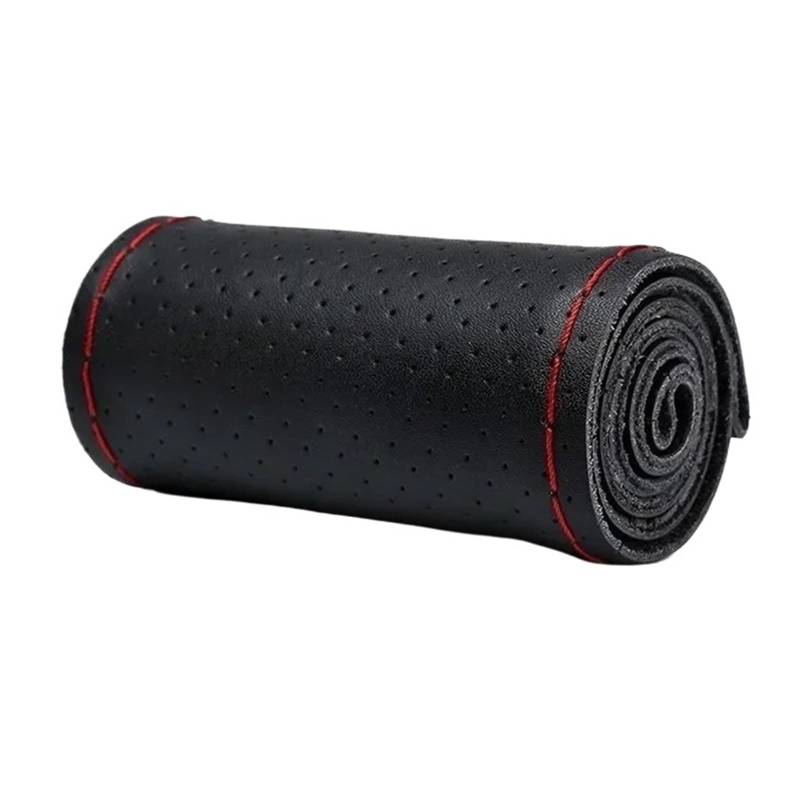 Auto Lenkradabdeckung 40cm 42cm 45cm 47cm 50cm Lenkrad Schutzhülle Leder Auto Lenkrad Abdeckung LKW Bus LKW Braid Lenkradbezug Fürs Auto(Black and Red-45CM) von RAGPUKMUAN
