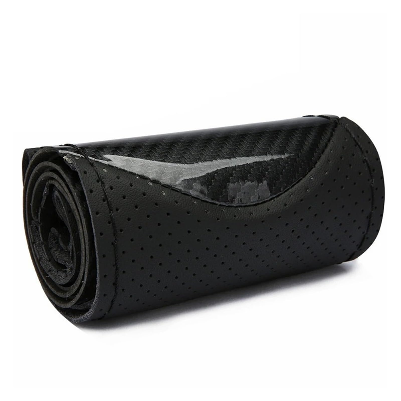 Auto Lenkradabdeckung Crystal Carbon Fiber Sports Handgenähte Lenkradabdeckung Auto-Radabdeckung Rutschfestes Ledergeflecht Für Das Lenkrad Lenkradbezug Fürs Auto(Black) von RAGPUKMUAN