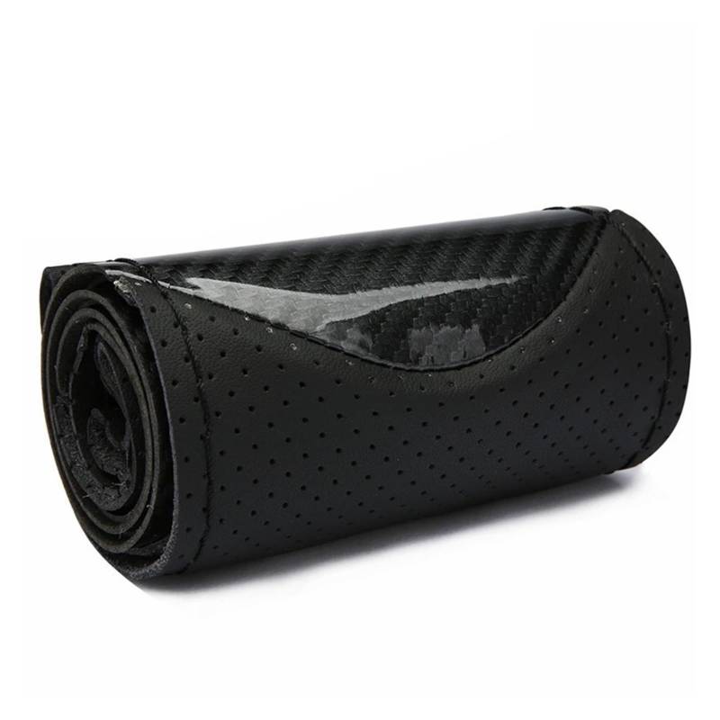 Auto Lenkradabdeckung Crystal Carbon Fiber Sports Handgenähte Lenkradabdeckung Auto-Radabdeckung Rutschfestes Ledergeflecht Für Das Lenkrad Lenkradbezug Fürs Auto(Black) von RAGPUKMUAN