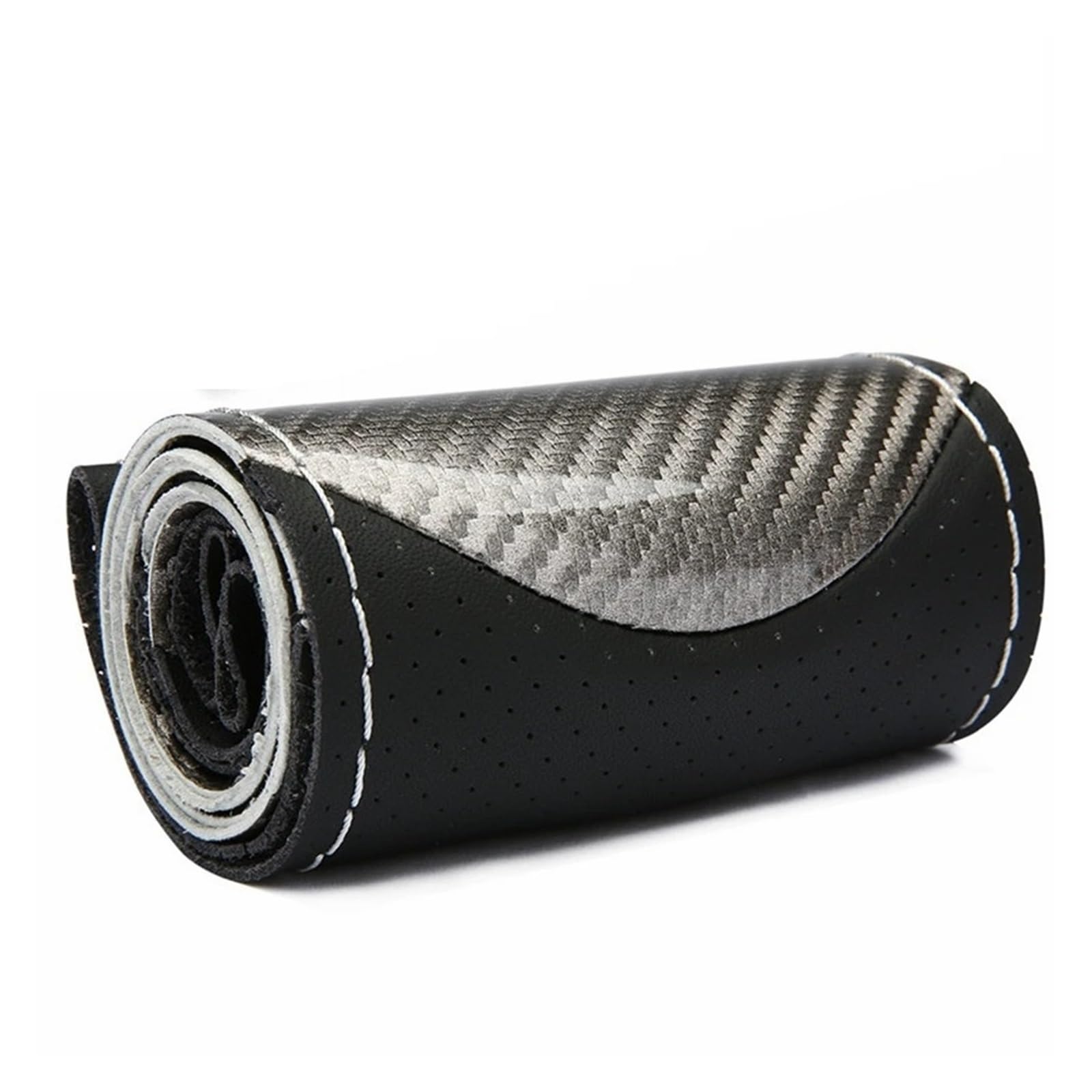 Auto Lenkradabdeckung Crystal Carbon Fiber Sports Handgenähte Lenkradabdeckung Auto-Radabdeckung Rutschfestes Ledergeflecht Für Das Lenkrad Lenkradbezug Fürs Auto(Silver) von RAGPUKMUAN