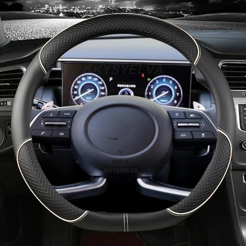 Auto Lenkradabdeckung Für Hyundai Für Tucson 2021 2022 Für NX4 Für Elantra 2020 Für Sonata 10. 2020 2021 2022 PU-Leder-Autolenkradabdeckung Lenkradbezug Fürs Auto(BEIGE D) von RAGPUKMUAN