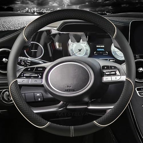 Auto Lenkradabdeckung Für Hyundai Für Tucson 2021 2022 Für NX4 Für Elantra 2020 Für Sonata 10. 2020 2021 2022 PU-Leder-Autolenkradabdeckung Lenkradbezug Fürs Auto(BEIGE O) von RAGPUKMUAN