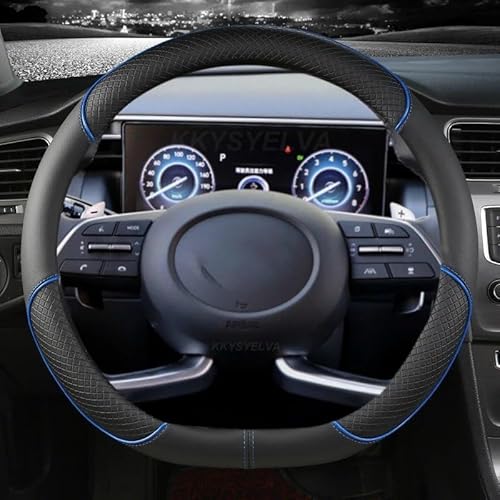 Auto Lenkradabdeckung Für Hyundai Für Tucson 2021 2022 Für NX4 Für Elantra 2020 Für Sonata 10. 2020 2021 2022 PU-Leder-Autolenkradabdeckung Lenkradbezug Fürs Auto(Blue D) von RAGPUKMUAN
