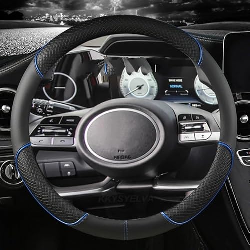 Auto Lenkradabdeckung Für Hyundai Für Tucson 2021 2022 Für NX4 Für Elantra 2020 Für Sonata 10. 2020 2021 2022 PU-Leder-Autolenkradabdeckung Lenkradbezug Fürs Auto(Blue O) von RAGPUKMUAN