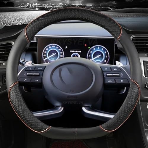 Auto Lenkradabdeckung Für Hyundai Für Tucson 2021 2022 Für NX4 Für Elantra 2020 Für Sonata 10. 2020 2021 2022 PU-Leder-Autolenkradabdeckung Lenkradbezug Fürs Auto(Coffee D) von RAGPUKMUAN