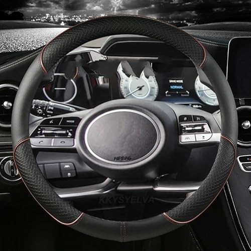 Auto Lenkradabdeckung Für Hyundai Für Tucson 2021 2022 Für NX4 Für Elantra 2020 Für Sonata 10. 2020 2021 2022 PU-Leder-Autolenkradabdeckung Lenkradbezug Fürs Auto(Coffee O) von RAGPUKMUAN