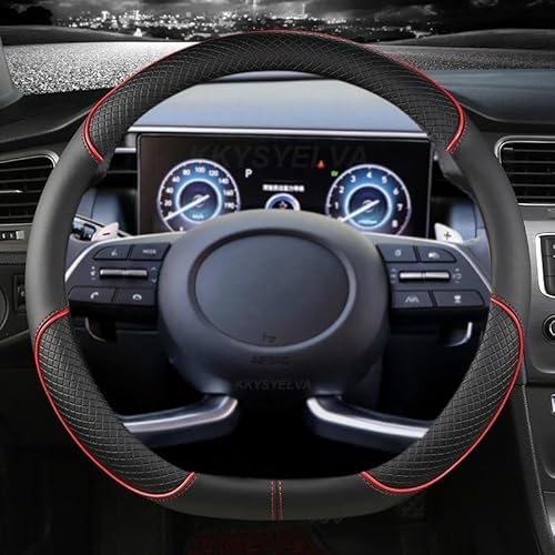 Auto Lenkradabdeckung Für Hyundai Für Tucson 2021 2022 Für NX4 Für Elantra 2020 Für Sonata 10. 2020 2021 2022 PU-Leder-Autolenkradabdeckung Lenkradbezug Fürs Auto(RED D) von RAGPUKMUAN