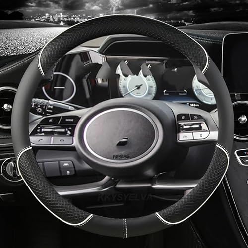 Auto Lenkradabdeckung Für Hyundai Für Tucson 2021 2022 Für NX4 Für Elantra 2020 Für Sonata 10. 2020 2021 2022 PU-Leder-Autolenkradabdeckung Lenkradbezug Fürs Auto(White O) von RAGPUKMUAN