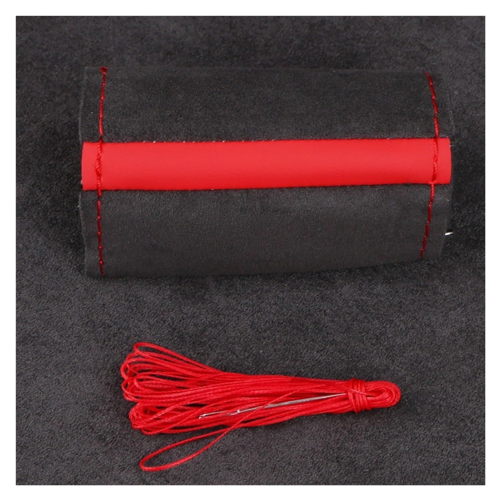Auto Lenkradabdeckung Universal Wildleder Auto Lenkradbezug Hand Nähen Weiche Leder Flechtbezug Für Auto Lenkrad Lenkradbezug Fürs Auto(Red Thread) von RAGPUKMUAN