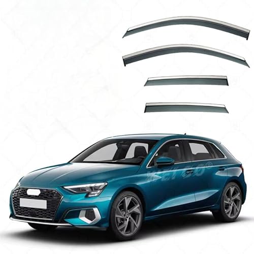 WINDABWEISER für Audi A3 Hatchback MK4-8Y 2021+ Silver Bright Strip Windows, Windabweiser Autofenster Autofenster Sonnen-& Regenschutz Rauchabweiser WINDABWEISER für Audi A3 Hatchback MK4-8Y 2021+ Silver Bright Strip Windows, Windabweiser Autofenster Autofenster Sonnen-& Regenschutz Rauchabweiser von RAINBOW88