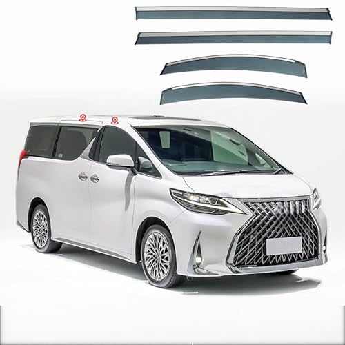 WINDABWEISER für Lexus LM MK1 2019-2023 Silver Window Strips, Windabweiser Autofenster Autofenster Sonnen-& Regenschutz Rauchabweiser von RAINBOW88