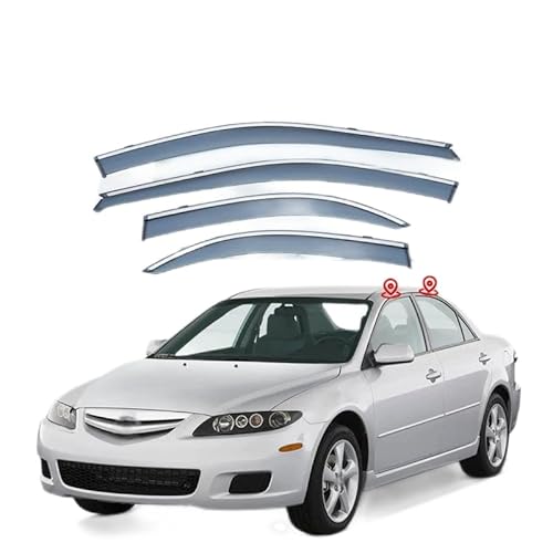 WINDABWEISER für Mazda 6 MK1-GG1 2003-2007 Silver Window Strips, Windabweiser Autofenster Autofenster Sonnen-& Regenschutz Rauchabweiser WINDABWEISER für Mazda 6 MK1-GG1 2003-2007 Silver Window Strips, Windabweiser Autofenster Autofenster Sonnen-& Regenschutz Rauchabweiser von RAINBOW88