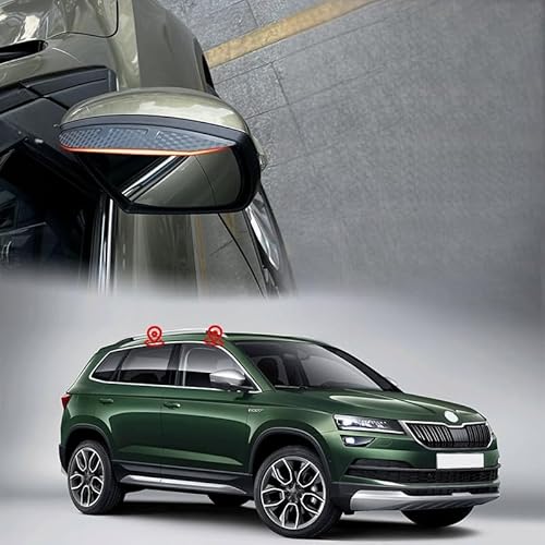 WINDABWEISER für Skoda Karoq MK1-NU7 2018+ Rearview Mirror Rain Eyebrow Carbon Fiber Pattern, Windabweiser Autofenster Autofenster Sonnen-& Regenschutz Rauchabweiser von RAINBOW88