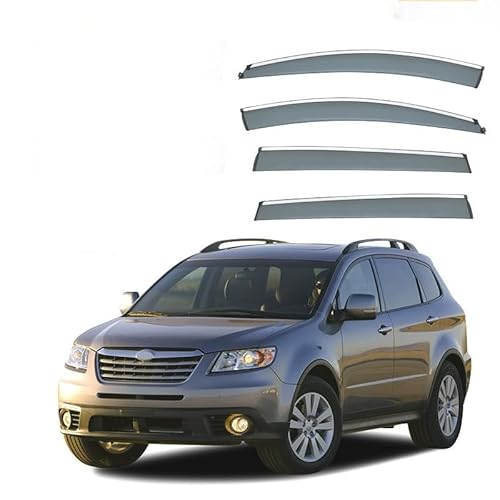WINDABWEISER für Subaru Tribeca MK1-WX 2006-2014 Silver Bright Strip Window Rain Shield, Windabweiser Autofenster Autofenster Sonnen-& Regenschutz Rauchabweiser von RAINBOW88