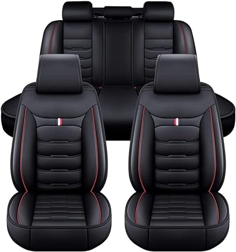 Autositzbezüge Vordersitze Auto Sitzschoner, für Hyundai Tucson 2020 2021 2022 2023 Autositzbezüge Set Leder Schonbezüge Auto Komplettset Sitzbezüg,D-Black Red von RAKTDA
